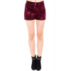 Lucca Couture Rose Print Corduroy Shorts In Burgundy; Small Size S