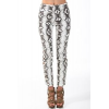 Scale Print Reaveling Legs Pants In White And Black; Small Size S