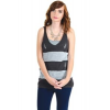 Cecieco Collection Loose Knit Striped Sweater Tank In Grey; Small