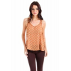 Color In Motion Sheer Top With Silver Spots In Brown; Large Size L