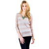 Coco Love Loose Knit Striped Sweater In Beige; Large Size L