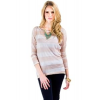 Coco Love Loose Knit Striped Sweater In Beige; Large Size L