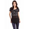 Double Zero Loose Blouse With Extended Sheer Bottom In Black; Medium