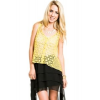 Double Zero Sheer Laced Hi Low Tank In Mustard; Large Size L