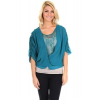 Fate Sheer Two Layered Laced Blouse In Teal; Small Blue Size S