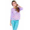 Honey Punch Geo Knitted Sheer Longsleeve Top In Lavender; Small Size S