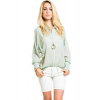 Hem & Thread Lace Back Woven Longsleeve Blouse In Sea Green; Medium