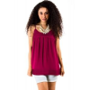 Lost April Pleated Trim Baby Doll Blouse In Magenta; Small Size S