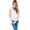 Peach Love Cream Simple Scoop V-neck Top In White; Small Size S