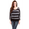 Peaches N Cream Loose Striped Sweater In Dark Blue Combo; Medium