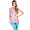 Peaches 'n Cream Sheer Back Tie Splotch Print Top In Blue; Large