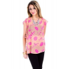 Peaches 'n Cream Sheer Back Tie Splotch Print Top In Pink; Large