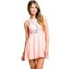 Lush Lace Illusion Collar Dress In Pastel Coral; Small Size S