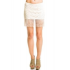 Mustard Seed Fringed Bottom Lace Knit Skirt In Ivory; Medium Size M