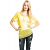 Blu Pepper Gold Striped Shortsleeve Sweater In Yellow; Small Size S
