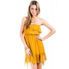 Everly Sheer Two Layered Tube Dress In Mustard Yellow; Large Size L