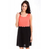 Ezra Scalloped Two Tone Dress In Orange And Black; Medium Size M