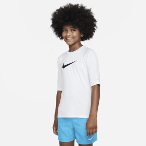 Nike Nike Swim Hydroguard Essential Big Kids' (Boys') Dri-FIT UV Short Sleeve Top in White | NESSD828-100 - $27.97 at Nike