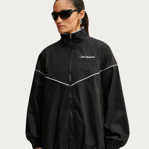 Nike Women's Nike Sportswear Oversized Scalloped-Trim Poplin Track Jacket in Black | IM8175-010 - $73.97 at Nike