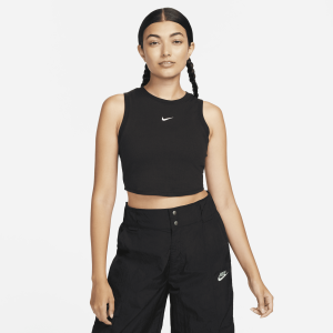 Nike Women's Nike Sportswear Chill Knit Tight Cropped Mini-Rib Tank Top in Black | FB8279-010 - $33.97 at Nike
