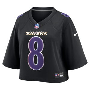 Nike Lamar Jackson Baltimore Ravens Nike Women's NFL Cropped Tundra Game Jersey in Black | WCJF00A8GF-VG1 - $130.00 at Nike