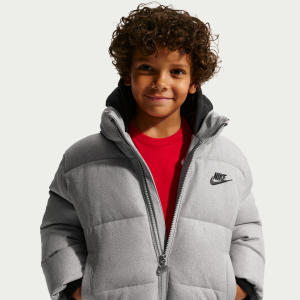 Nike Nike Little Kids' Heathered Twill Puffer Jacket in Grey | 86N980-042 - $120.00 at Nike