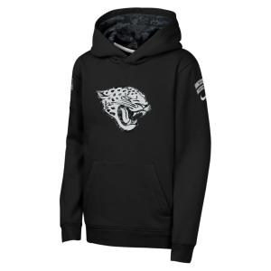 Nike Jacksonville Jaguars Salute to Service Sideline Club Big Kids' Nike NFL Pullover Hoodie in Black | Z1B7NFQ8JAG-NAW - $100.00 at Nike