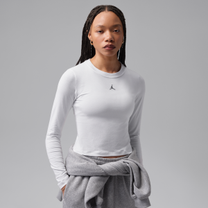 Jordan Women's Jordan Brooklyn Essentials Long-Sleeve Mid Layer T-Shirt in White | IM7353-100 - $40.00 at Nike