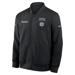 Nike Pittsburgh Steelers Salute to Service Sideline Nike Men's NFL Full-Zip Bomber Jacket in Black | 03AU0ILNA2S-ENK - $200.00 at Nike