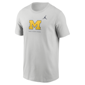 Nike Nike Men's Michigan Courtside Jordan Brand Dri-FIT College T-Shirt in Grey | 0JET0BBMWN-L7G - $50.00 at Nike