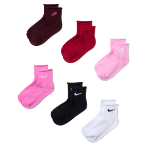 Nike Nike Kids' Rolled Welt Ankle Socks (6 Pairs) in Pink | GN1449-AAH - $22.00 at Nike