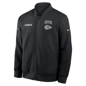 Nike Kansas City Chiefs Salute to Service Sideline Nike Men's NFL Full-Zip Bomber Jacket in Black | 03AU0ILNA2G-ENK - $200.00 at Nike