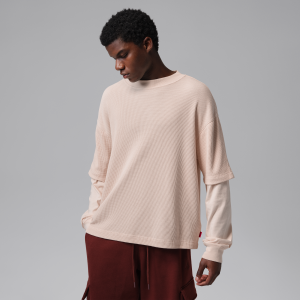 Men's Jordan Brooklyn Waffle Crew-Neck Sweatshirt in White | IM9816-272