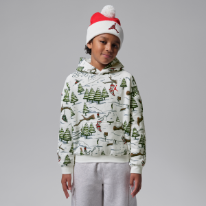 Jordan Big Kids' Holiday Printed Hoodie in White | 95G696-782