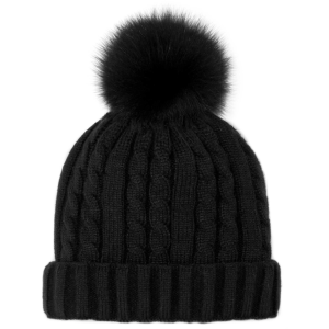 Mitchie's Matchings Mitchie's Matchings Women's Cable Knit Fleeced Line Fur Pom Beanie Hat - $39.99 at Sun & Ski Sports