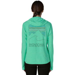 Patagonia Women's Capilene Cool Peak Visions Sun Hoody in Aqua Stone/Early Teal X Dye