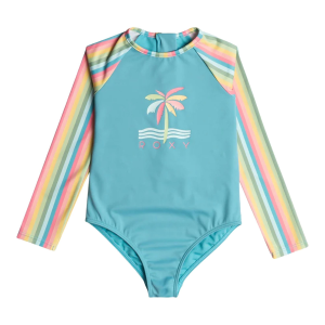 ROXY Girls' Rainbow Stripe Long Sleeve One Piece Swimsuit