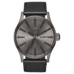 Nixon Sentry Leather Watch - Gunmetal / Black