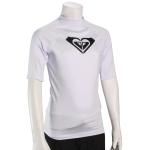 Roxy Girl's Whole Hearted SS Rash Guard - White / Black - XS