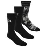 Hurley 3 Pack Half Terry Crew Socks - Black Camo - S
