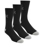 Hurley 3 Pack Half Terry Crew Socks - Black / Grey - L