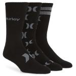 Hurley 3 Pack Half Terry Crew Socks - Black Pattern - L