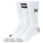 Hurley 3 Pack Half Terry Crew Socks - White / Black - L