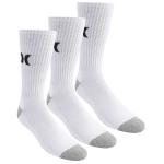 Hurley 3 Pack Half Terry Crew Socks - White / Grey - L