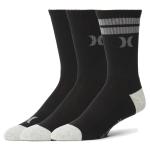 Hurley 3 Pack Half Terry Crew Socks - Black - L