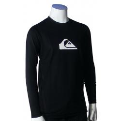 Quiksilver Boy's Solid Streak LS Surf Shirt - Black / White - 16