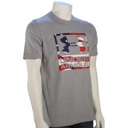 Under Armour Big Flag Logo T-Shirt - True Grey Heather / White - XXL
