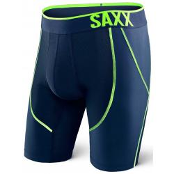 Saxx Strike Long Leg Performance Underwear - Navy / Neon Green - XL