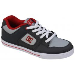 DC Boy's Pure Shoe - Grey / Grey / Red - Youth 5