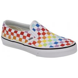 Vans Kid's Classic Slip On Shoe - Checkerboard Rainbow / True White - Youth 6